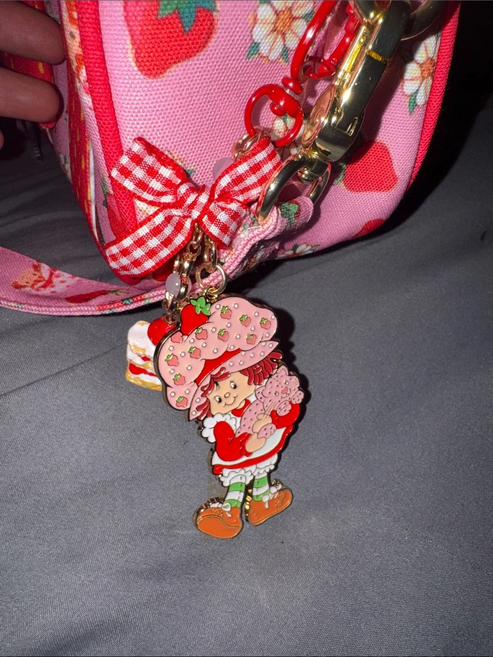 Women’s Pink Strawberry Shortcake Bow Crossbody Bag